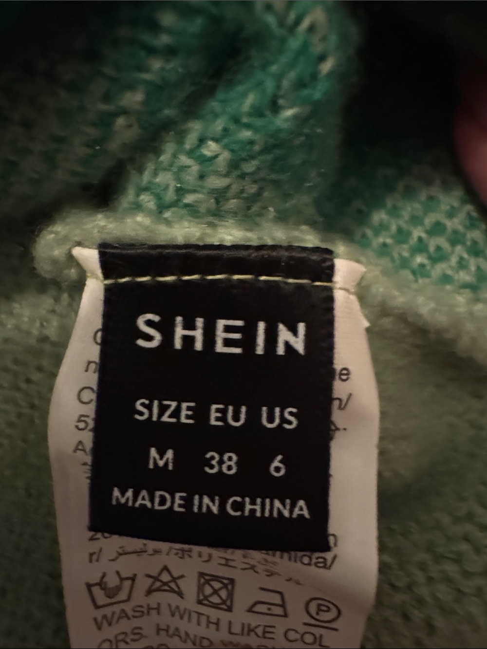 SHEIN Mint Green Knit Sweater with Dark Green Accents - Picture 2 of 3
